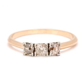 Antique Gold and Three-Stone Diamond Ring