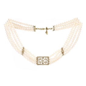 Gold, Pearl, and Diamond Choker, Judith Ripka
