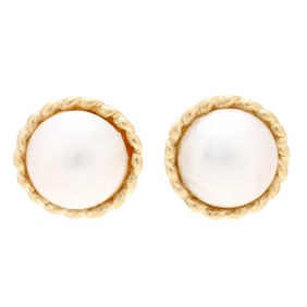 Gold and Mabé Pearl Earrings