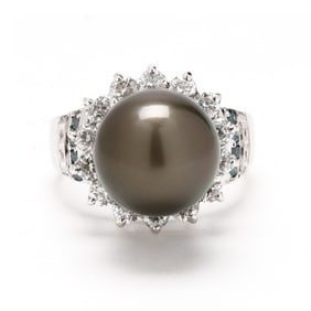 White Gold, Tahitian Pearl, and Diamond Ring