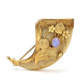 Antique Gold and Gem-Set Claw Brooch