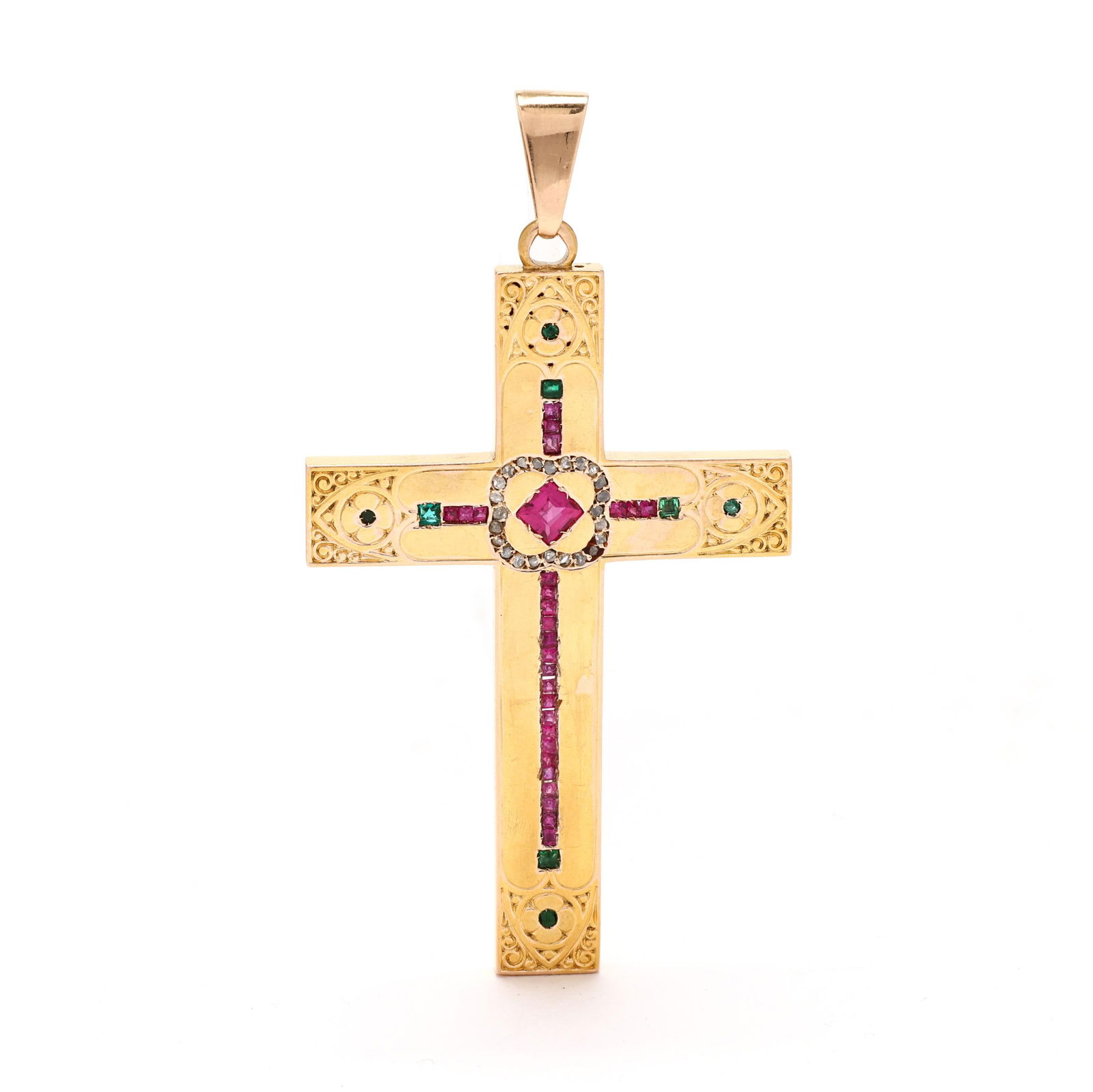 Antique Gold and Gem-Set Cross Pendant (1 of 2)