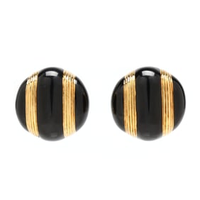 Gold and Black Enamel Earrings, Italy