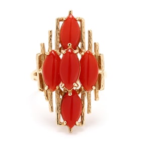 Gold and Coral Ring