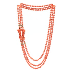 Pink Coral and Gold Bead Necklace