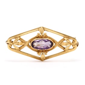 Art Nouveau Gold and Amethyst Brooch, Hayden W. Wheeler & Co.