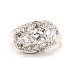 White Gold and Three-Stone Diamond Ring