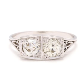 Antique White Gold and Two Stone Diamond Ring