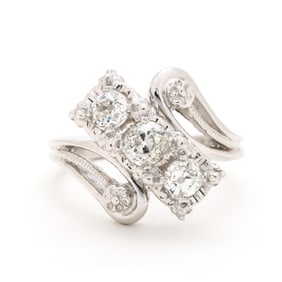 Vintage White Gold and Diamond Three Stone Ring