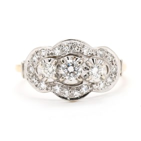 Vintage Bi-Color Gold and Diamond Ring