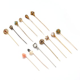 Group of Gold and Gem-Set Stick Pins