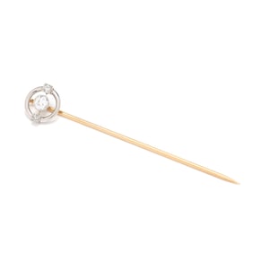 Antique Platinum, Gold, and Diamond Stick Pin