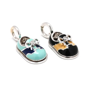 Two White Gold and Enamel Saddle Shoe Charms, Aaron Basha