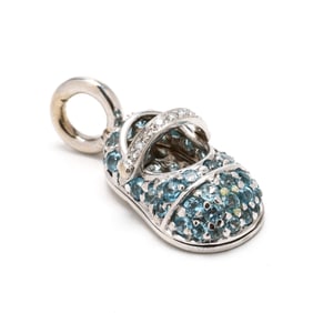 White Gold, Blue Topaz, and Diamond Shoe Charm, Aaron Basha