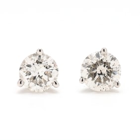 White Gold and 1.84 Total Carat Diamond Stud Earrings