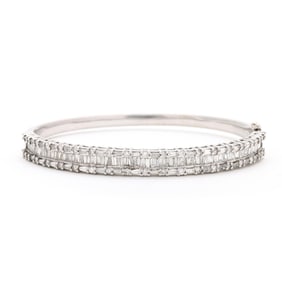 White Gold and Diamond Bangle Bracelet