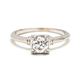 White Gold and Diamond Solitaire Ring