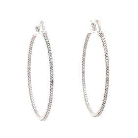 White Gold and Diamond Inside Out Hoop Earrings