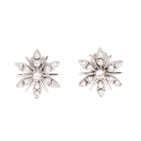 White Gold and Diamond Snowflake Earrings