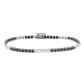 White Gold, Black Diamond, and Diamond Line Bracelet
