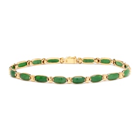 Gold and Jadeite Jade Line Bracelet
