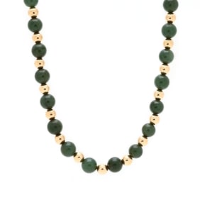 Jadeite Jade and Gold Bead Necklace
