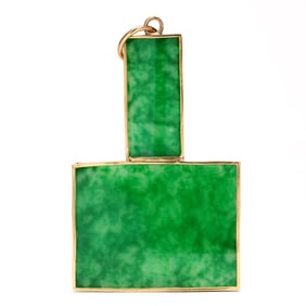 Gold and Jade Geometric Pendant