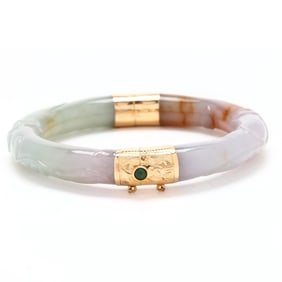 Gold and Jadeite Jade Bangle