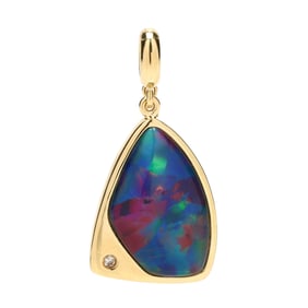 Gold, Opal, and Diamond Pendant