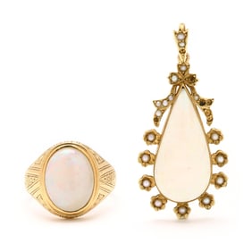 Gold and Opal Ring and Pendant