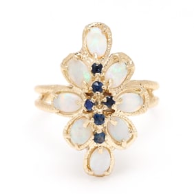 Gold, Opal, and Sapphire Ring