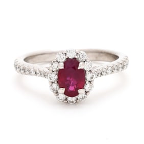 White Gold, Ruby, and Diamond Ring