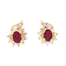 Gold, Ruby, and Diamond Earrings