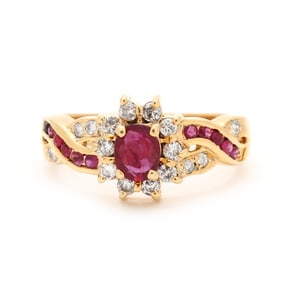 Gold, Ruby, and Diamond Ring