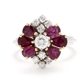 Bi-Color Gold, Diamond, and Ruby Ring