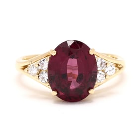 Gold, Rhodolite Garnet, and Diamond Ring