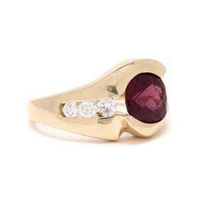 Gold, Rhodolite Garnet, and Diamond Ring