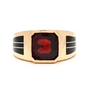 Gold, Garnet, and Enamel Ring