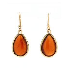 Gold and Hessonite Garnet Drop Earrings