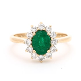 Gold, Emerald, and Diamond Ring