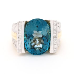 Bi-Color Gold and Blue Topaz Ring