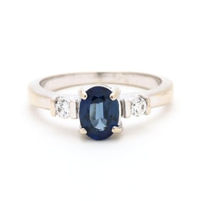 White Gold, Sapphire, and Diamond Ring