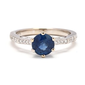 White Gold, Sapphire, and Diamond Ring
