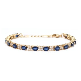 Gold, Sapphire, and Diamond Line Bracelet