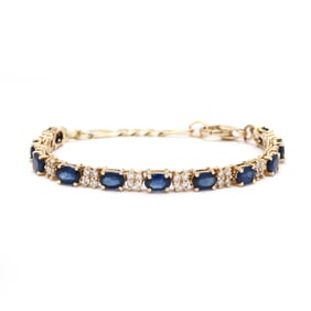Gold, Sapphire, and Diamond Bracelet