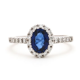White Gold, Sapphire, and Diamond Ring
