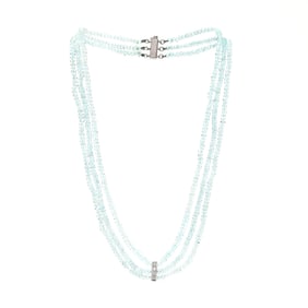White Gold, Aquamarine, and Diamond Choker