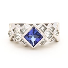 White Gold, Tanzanite, and Diamond Ring