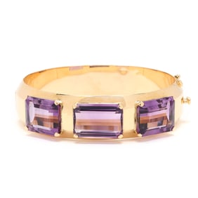 Gold and Amethyst Bangle Bracelet