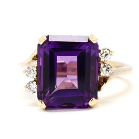 Gold, Amethyst, and Diamond Ring
